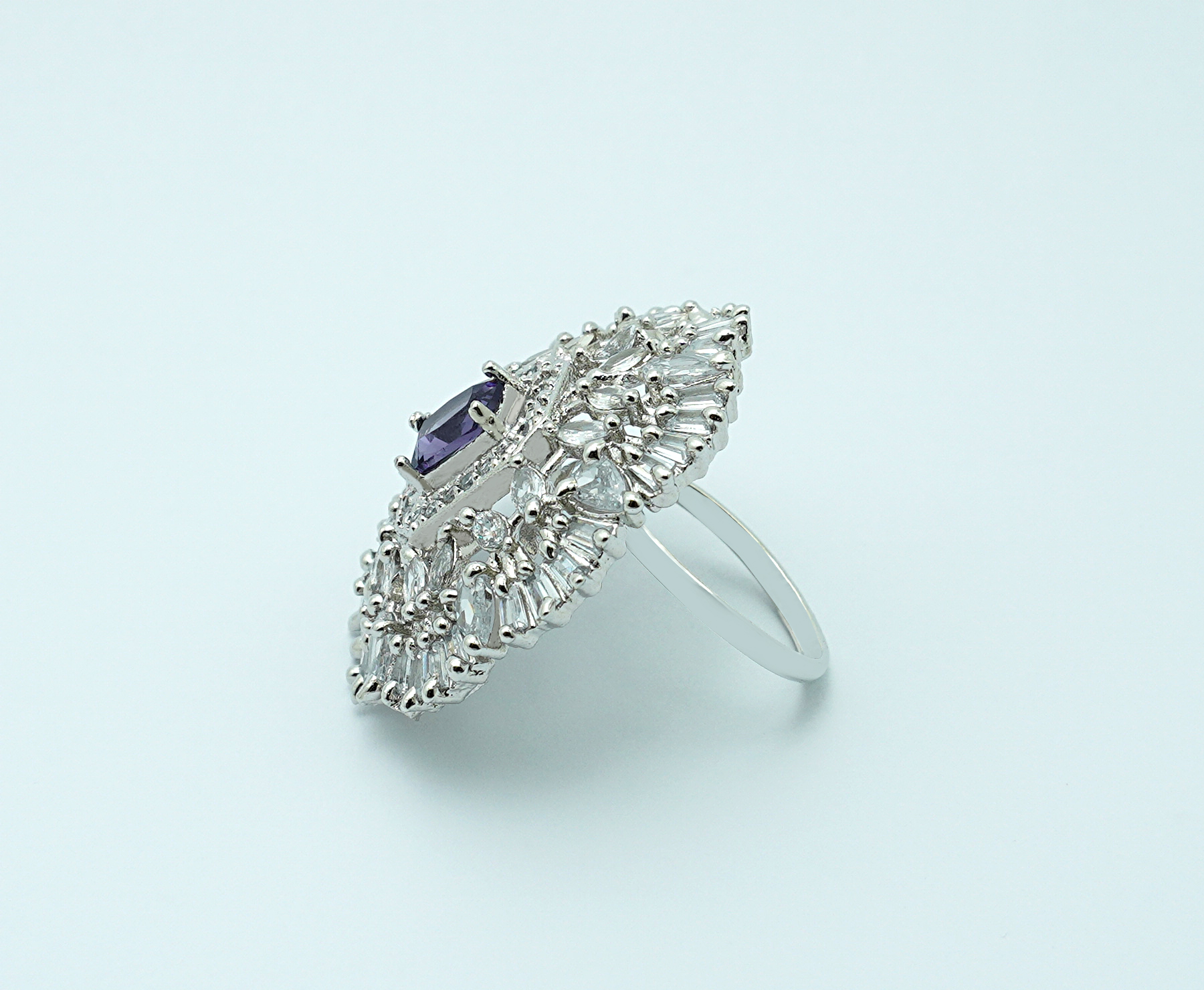 Purple Stone American Diamond Ring - Image 3