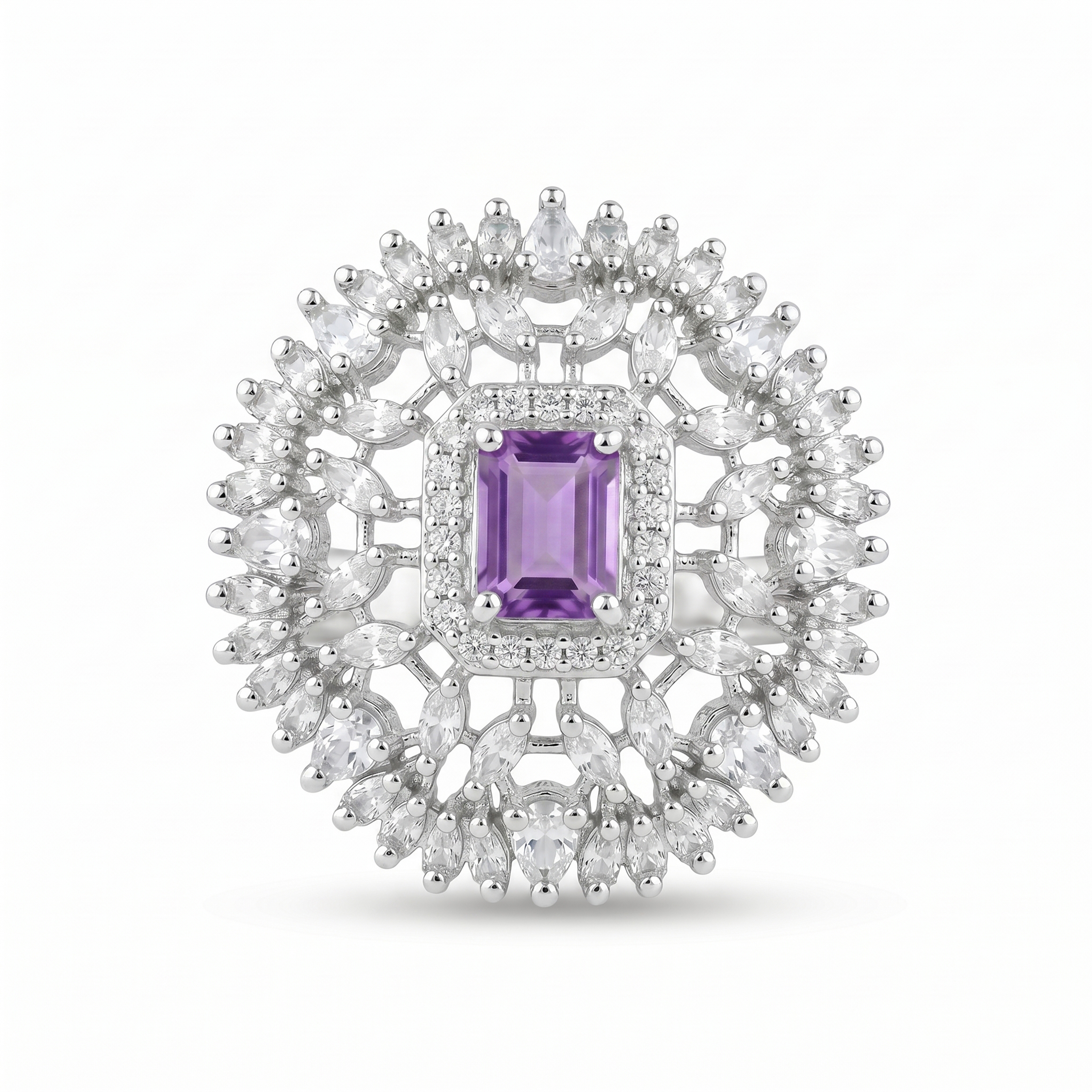 Purple Stone American Diamond Ring
