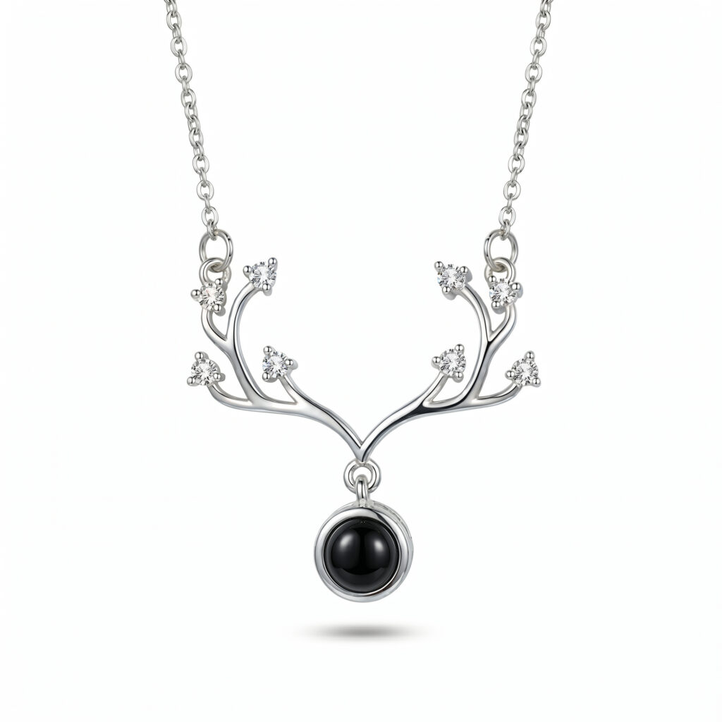 Elegant American Diamond Antler Pendant