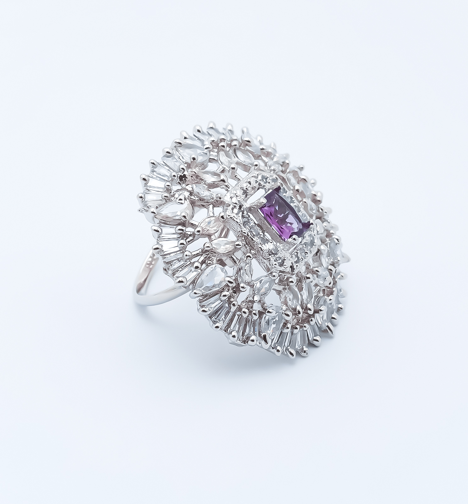 Purple Stone American Diamond Ring - Image 2