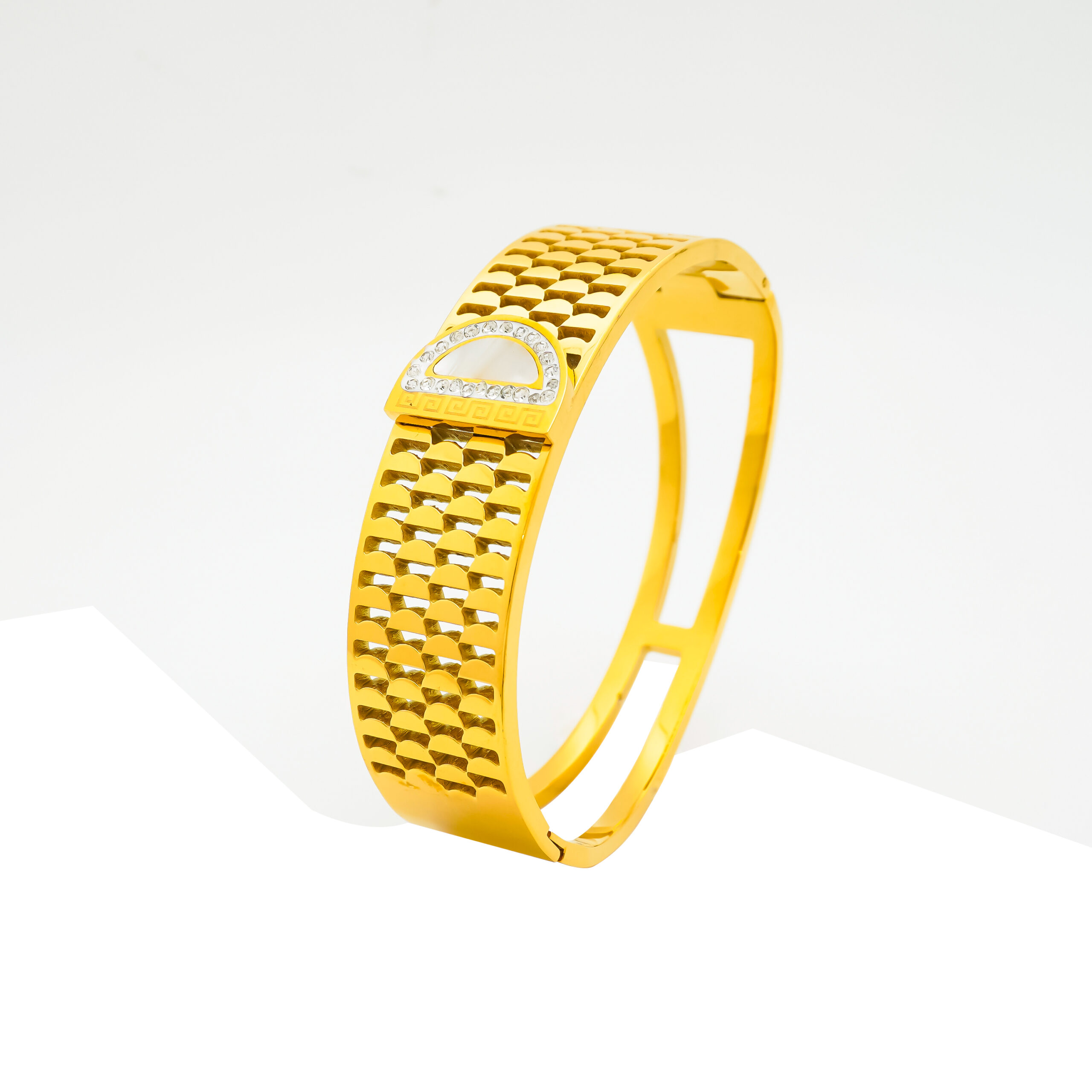Anti Tarnish Designer Bracelet with Crystal “D” Initial | Stylish Women’s Cuff Bracelet - Image 5