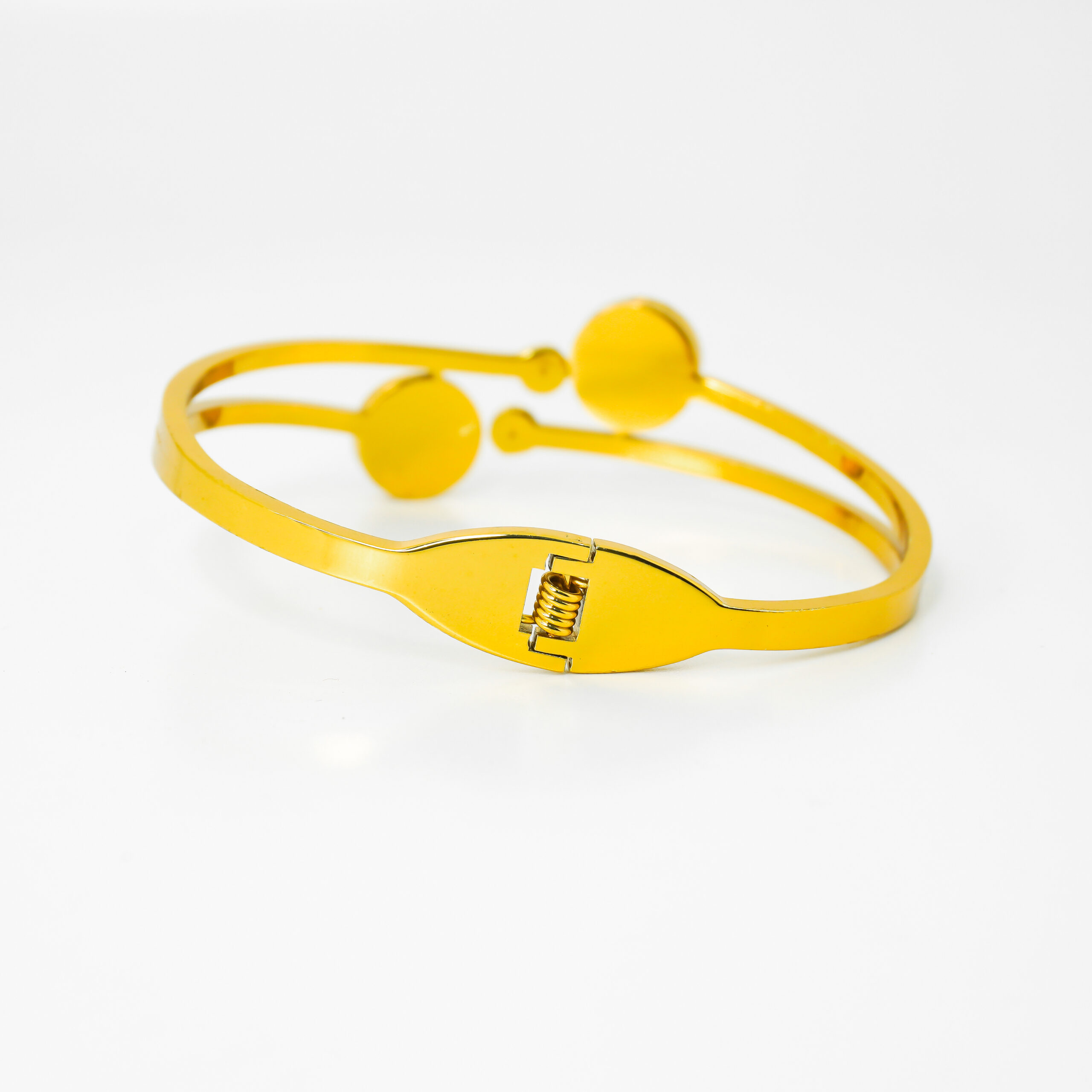 Elegant Anti Tarnish Dual Disc Bracelet with Black Stone Accents - Image 2