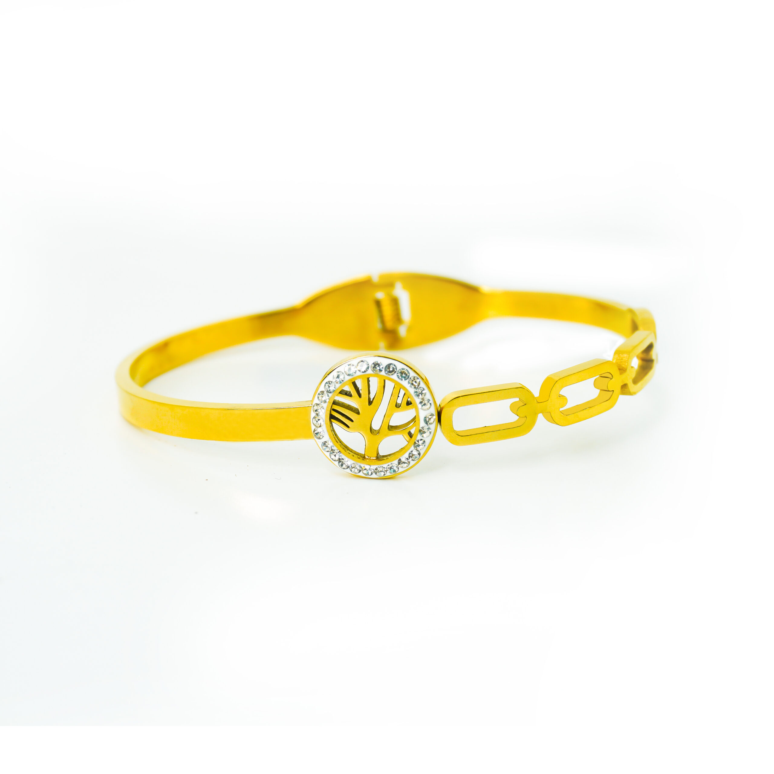 Elegant Anti Tarnish Tree of Life Crystal AD Stone Bracelet