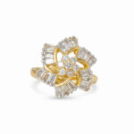 Luxury Gold Plated American Diamond Floral Ring for Women | Elegant Party Wear Statement Finger Ring