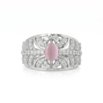 Pink Stone Silver Tone Statement Ring for Women | American Diamond Crystal Ring | Party, Wedding & Special Occasion Jewelry