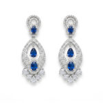 Royal Blue Sapphire Diamond Drop Earrings for Women