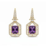 American Diamond Purple Stone Drop Earrings for Women