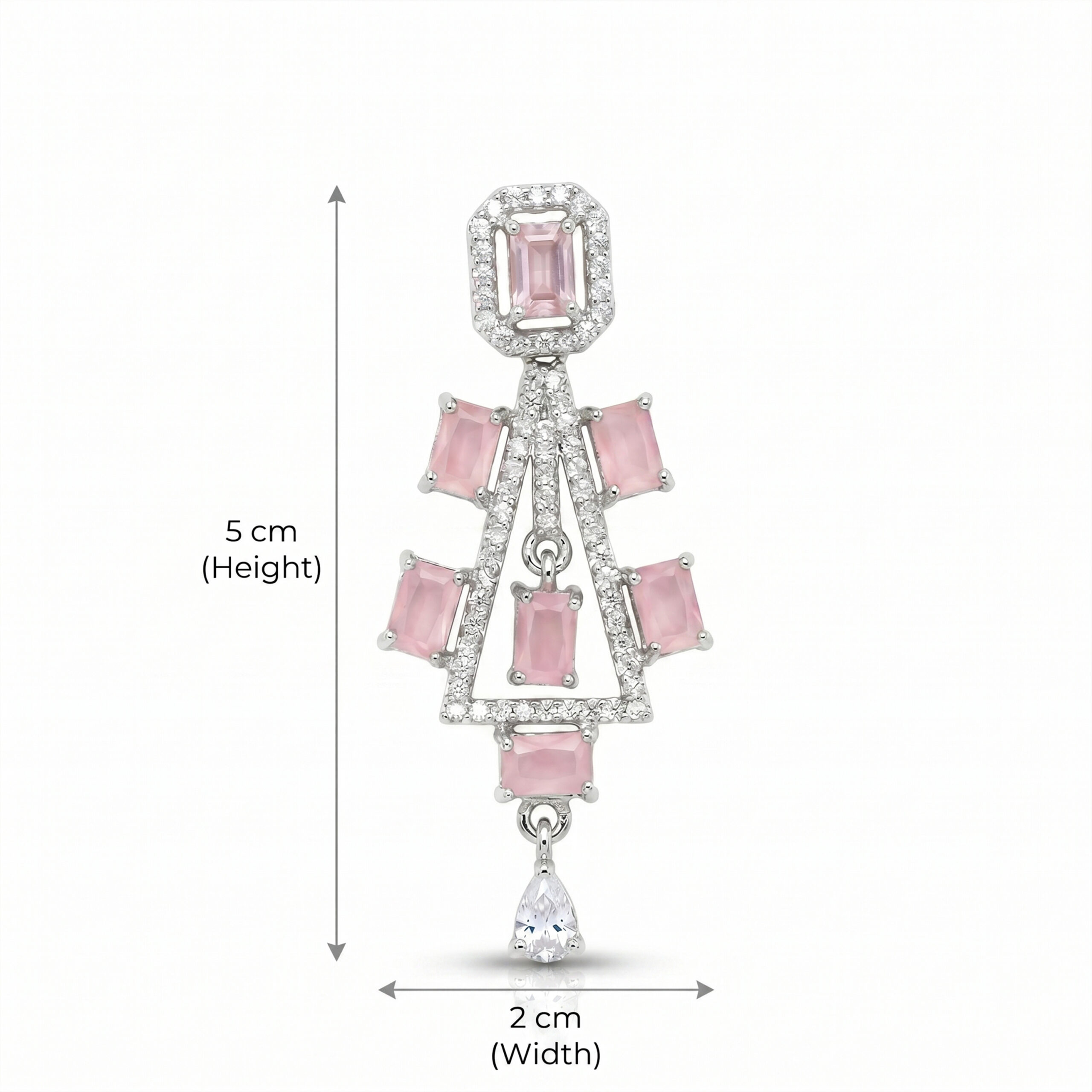 American Diamond Pink Stone Drop Earrings for Women