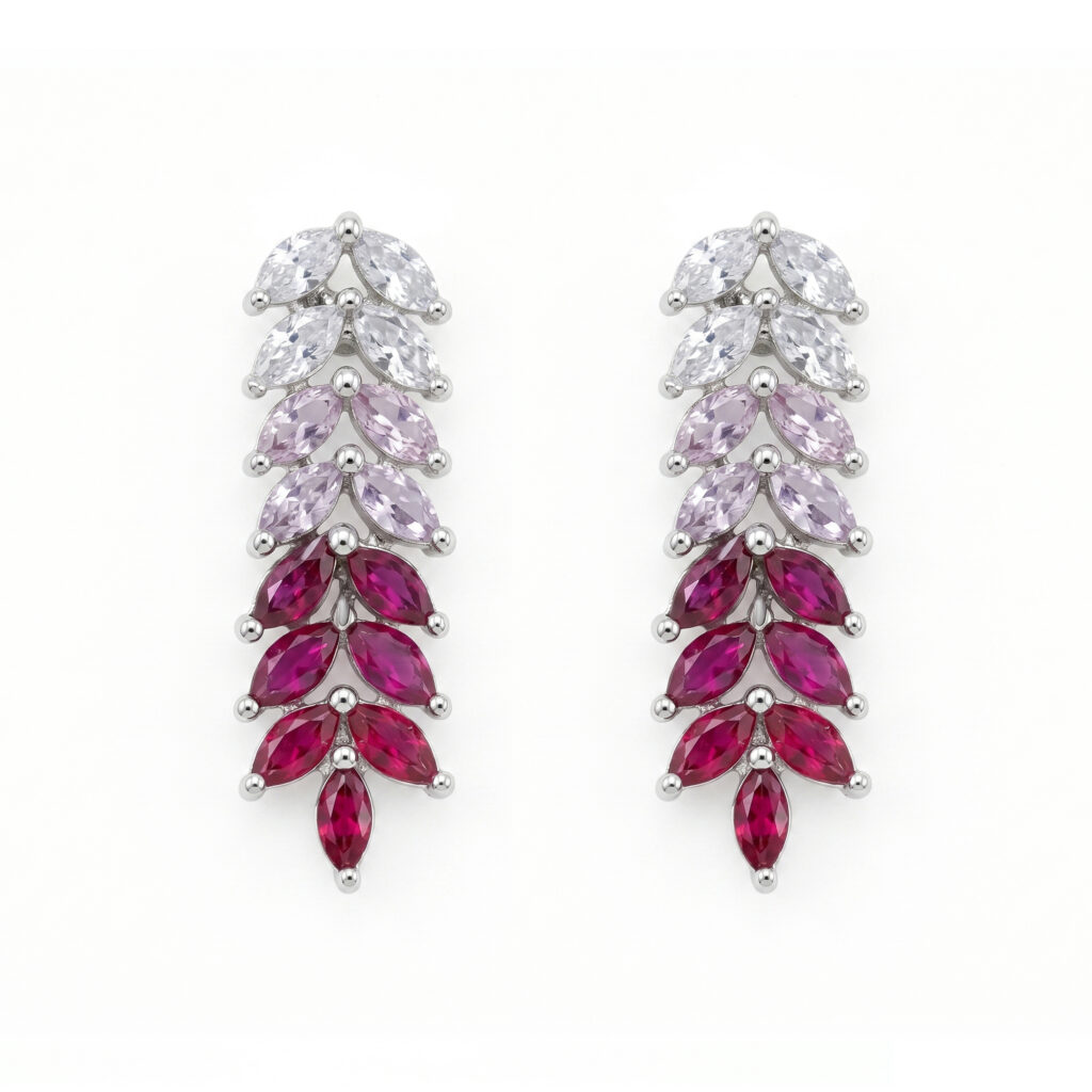 American Diamond Multicolor Drop Earrings for Women | Silver Tone Crystal Designer Danglers | Party & Wedding Wear Jewelry