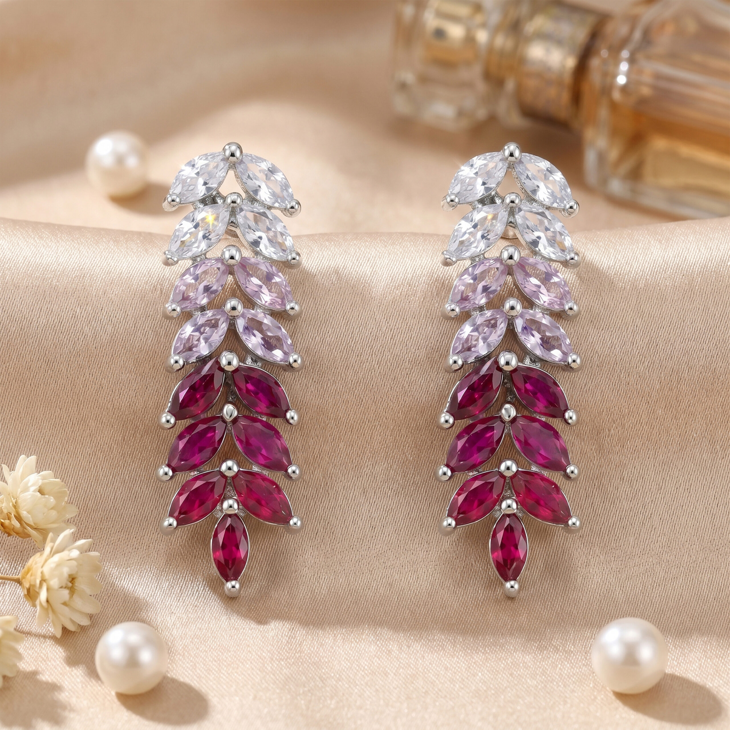 American Diamond Multicolor Drop Earrings for Women | Silver Tone Crystal Designer Danglers | Party & Wedding Wear Jewelry