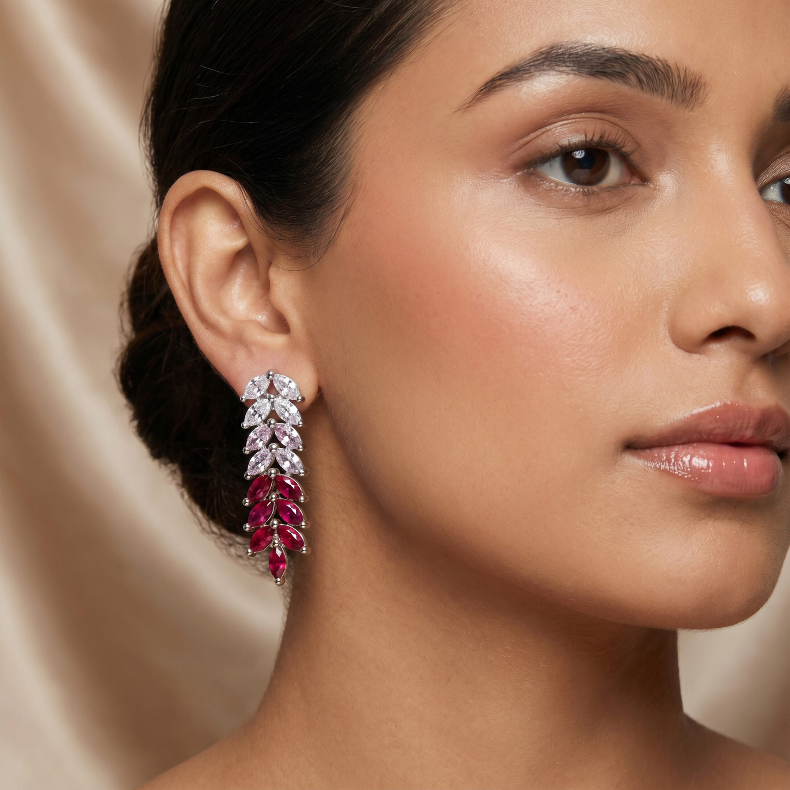 American Diamond Multicolor Drop Earrings for Women | Silver Tone Crystal Designer Danglers | Party & Wedding Wear Jewelry