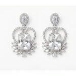 American Diamond Heart Design Stud Earrings for Women | Silver Tone Crystal Square Stone Earrings | Party & Daily Wear Jewelry
