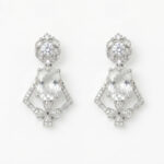 Elegant American Diamond Drop Earrings for Women | Silver Plated Crystal Dangle Earrings | Party Wear, Wedding & Bridal Jewellery