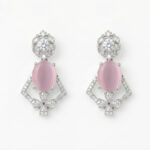 Luxury Pink Stone Statement Earrings for Women | Modern Fashion Jewellery