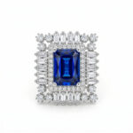 Royal Blue Sapphire Look American Diamond Statement Ring for Women | Luxury Silver Tone Cocktail Ring | Wedding, Party & Bridal Jewelry