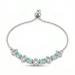 Elegant Mint Green American Diamond Adjustable Bracelet for Women | Silver-Tone CZ Bracelet | Party, Wedding & Festive Jewellery