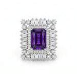 Royal Purple Sapphire Look American Diamond Statement Ring for Women | Luxury Silver Tone Cocktail Ring | Wedding, Party & Bridal Jewelry