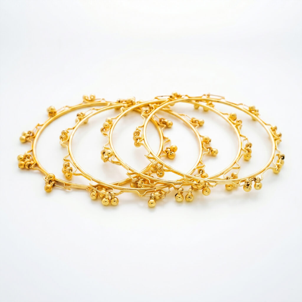 Traditional Kashmiri Gold Tone Ghungroo Bangles Set for Women & Girls | Lightweight Ethnic Kada Chudi Set | Festival, Wedding & Daily Wear Jewellery