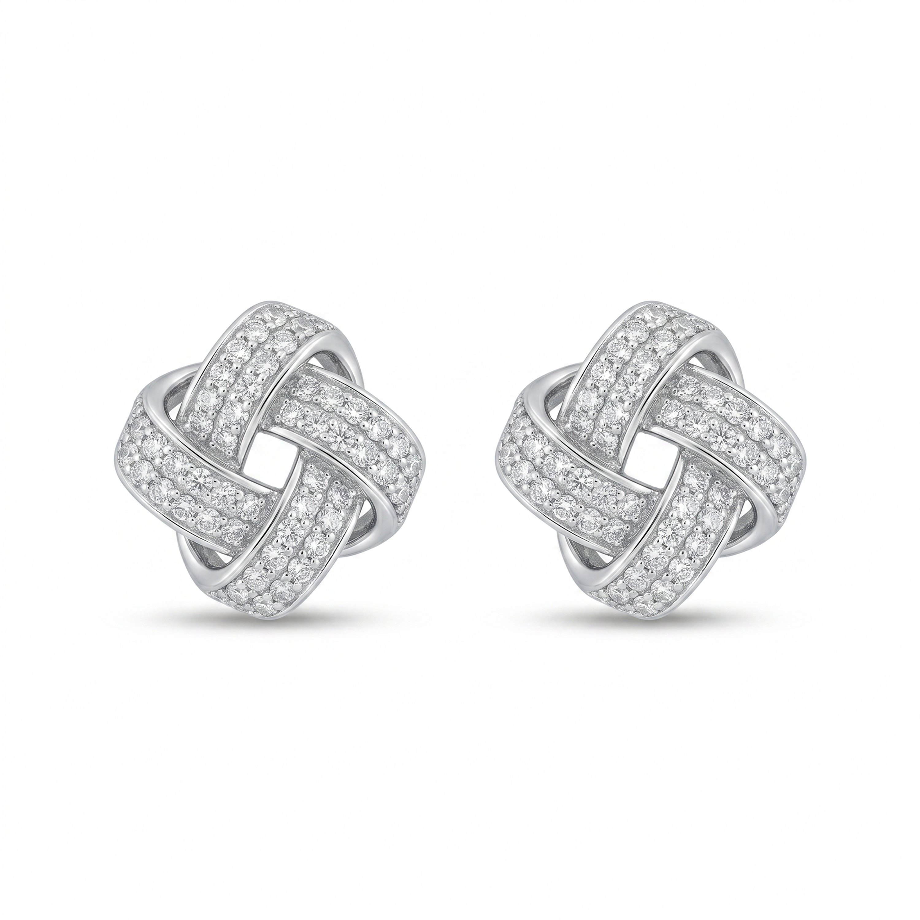 Elegant American Diamond Pendant Set for Women | Silver-Tone Geometric Knot Design Necklace with Matching Stud Earrings | Party, Wedding & Festive Wear Jewellery Set - Image 2